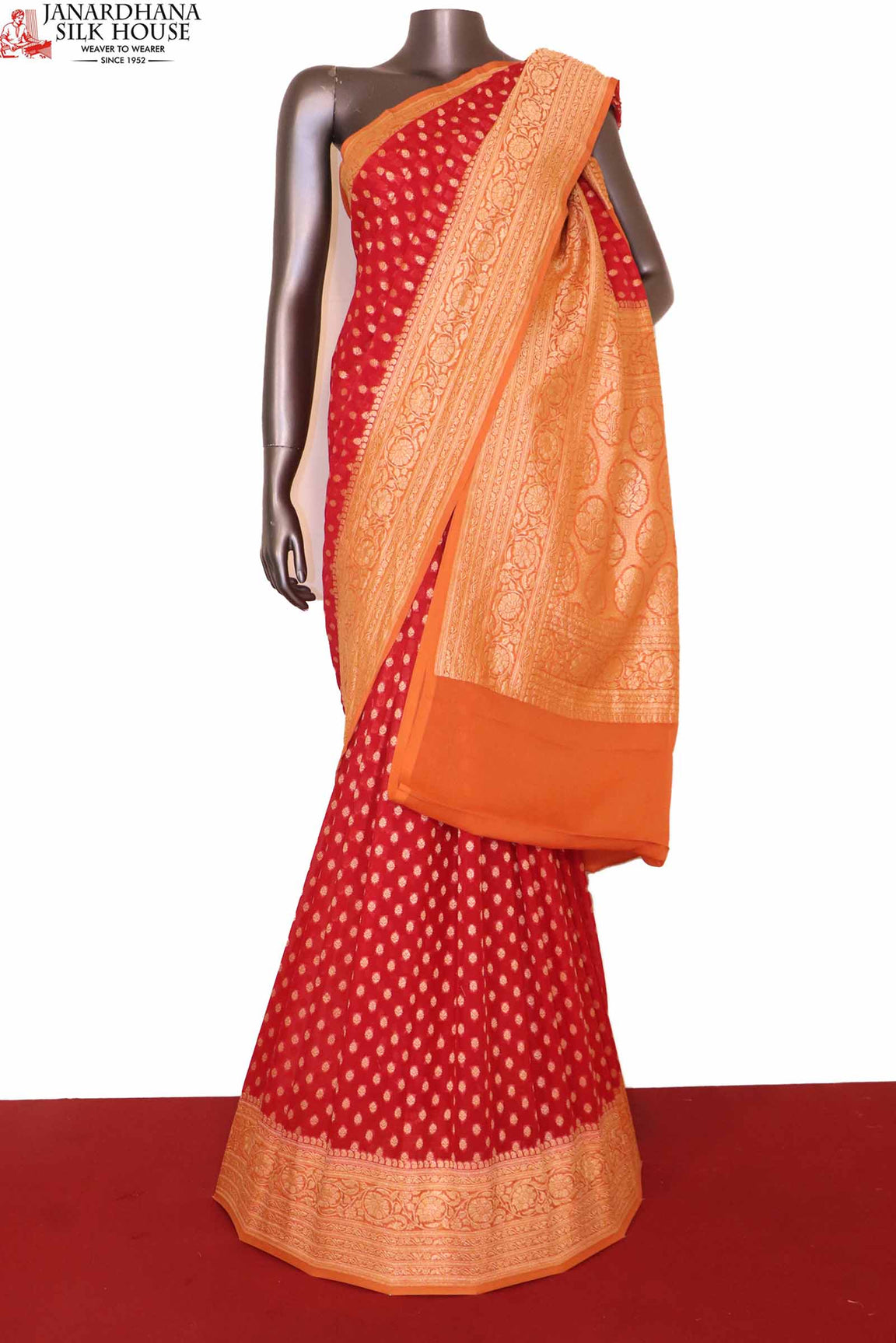 Exclusive Butta Contrast Banarasi Georgette Silk Saree  AG211036