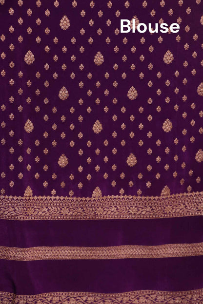 Pure Handloom Zari Butta Banarasi Crepe Silk Saree AL212241