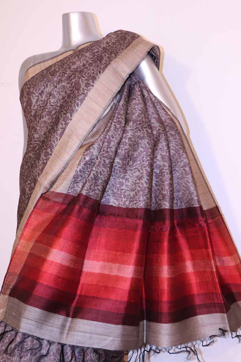 Designer Pure Tussar Silk Saree AH205113