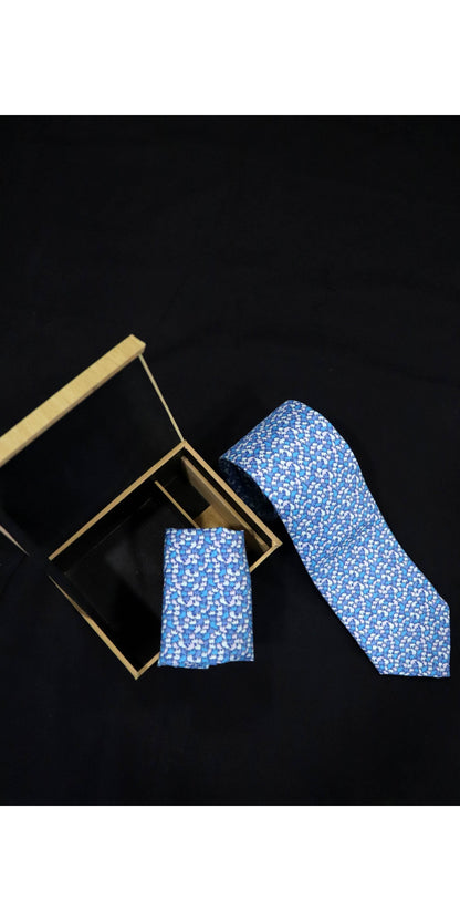 Exclusive Printed Pure Silk Tie &amp; Pocket Square AE202763