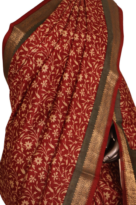 Floral Exclusive Pure Tussar Silk Saree AJ207697