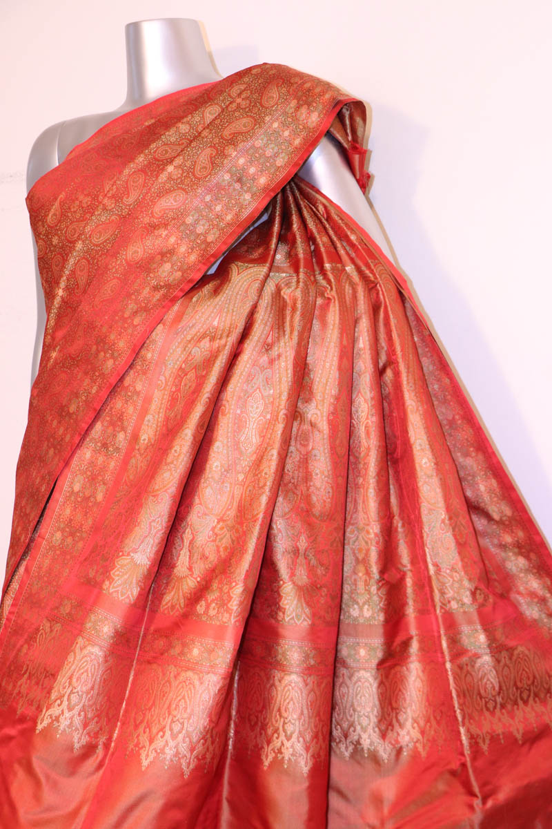 Exquisite Handloom Jamawar Tanchoi Silk Saree-Master Weaves AI207604