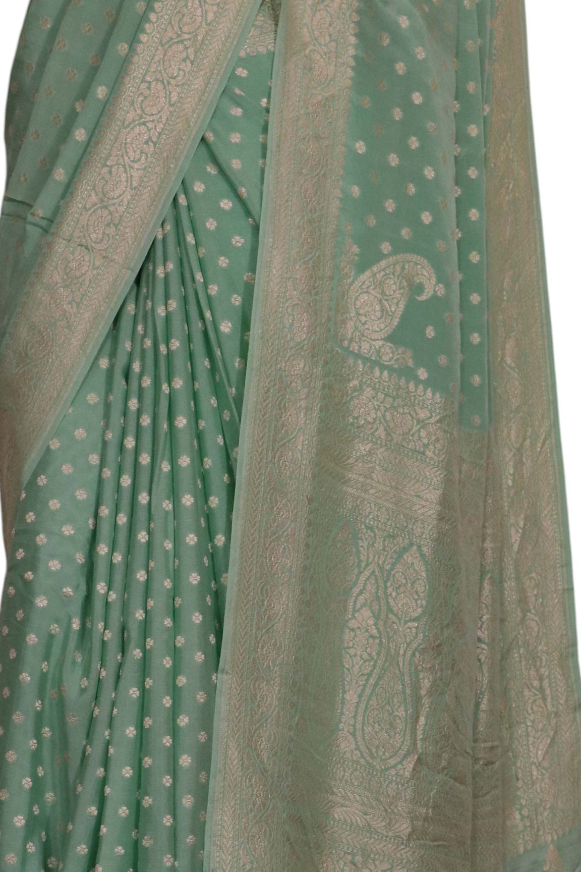 Pure Handloom Zari Butta Banarasi Crepe Silk Saree AL206630