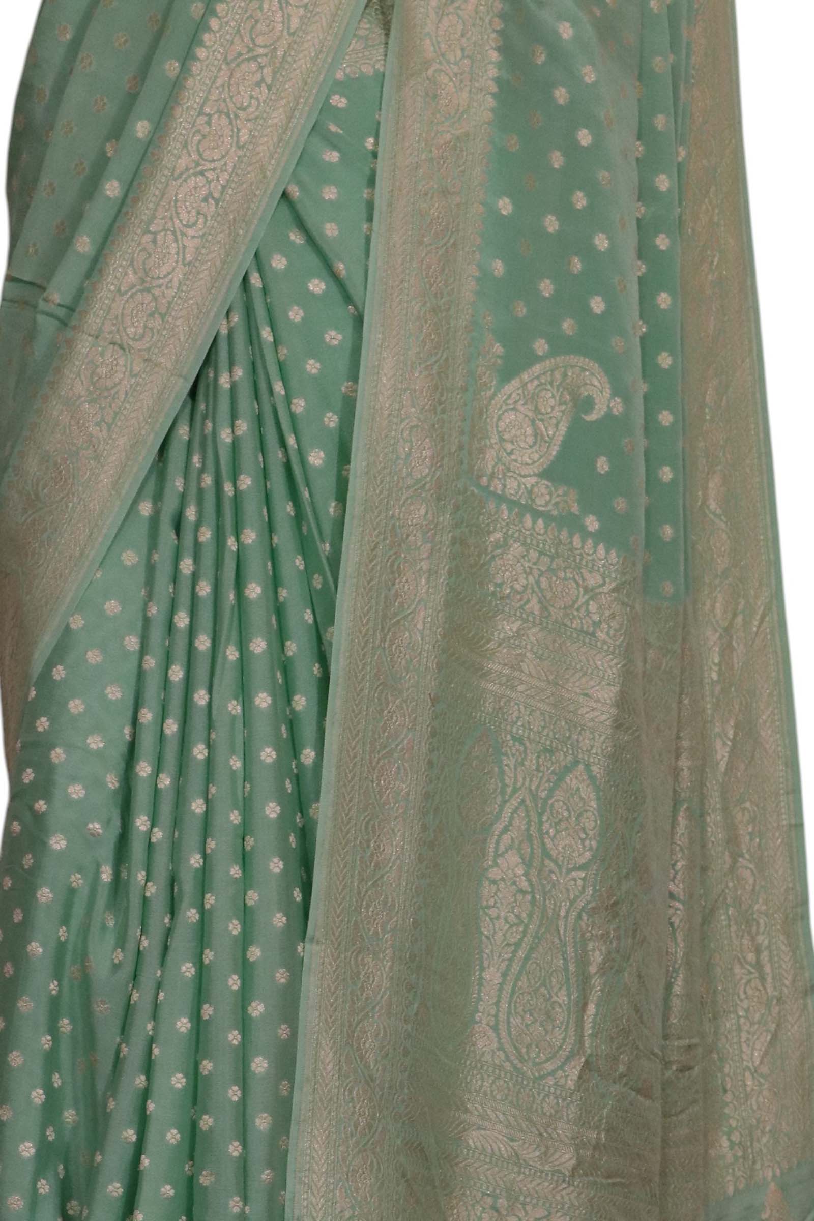 Pure Handloom Zari Butta Banarasi Crepe Silk Saree AL206630