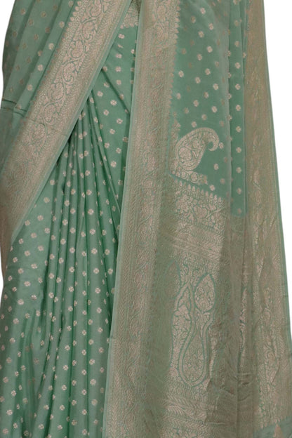 Pure Handloom Zari Butta Banarasi Crepe Silk Saree AL206630