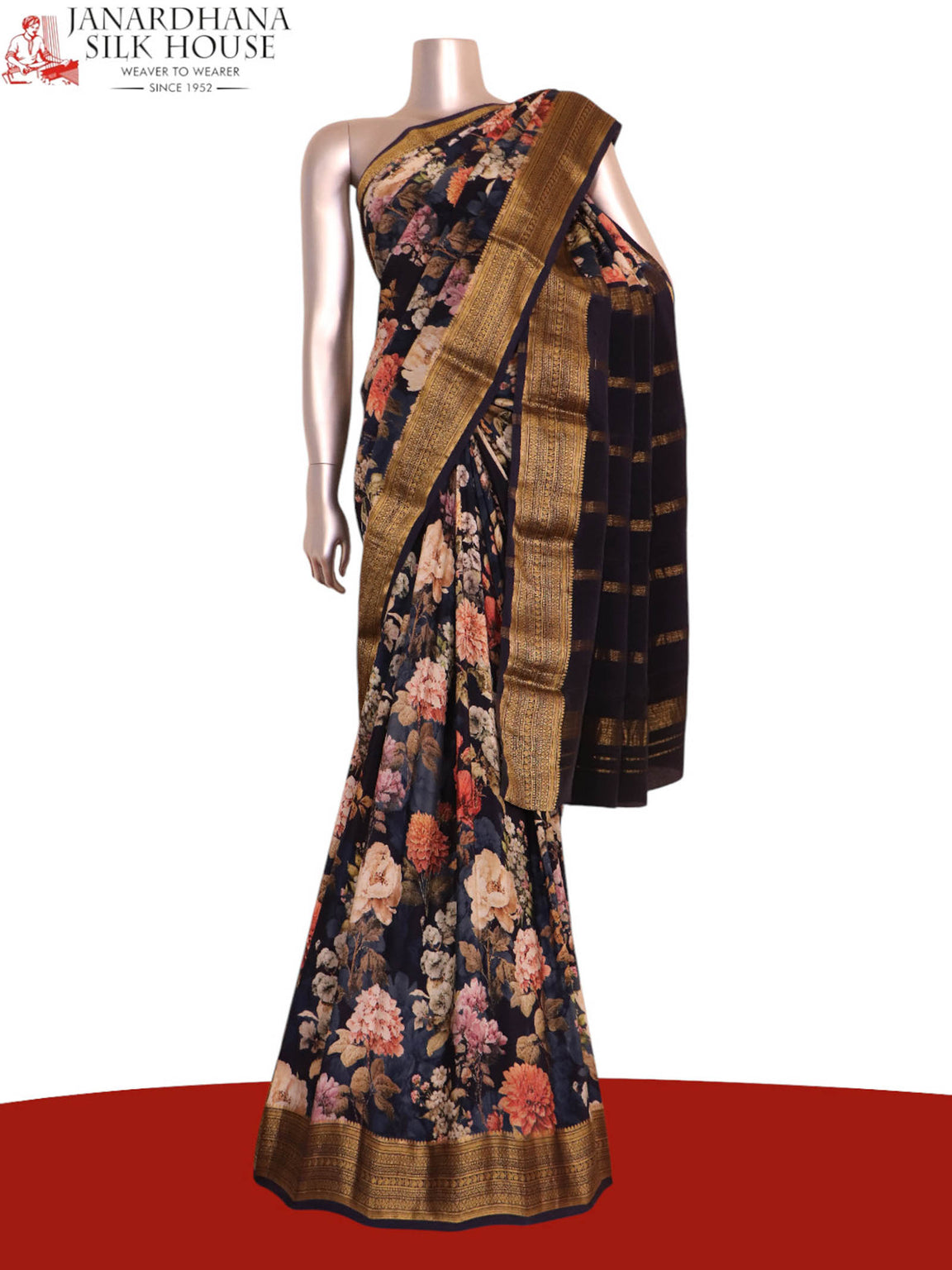 Pure Floral Zari Crepe Silk Saree AK208187