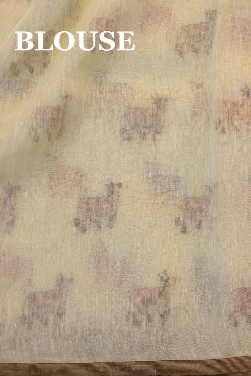 Exclusive Embroidery Pure Linen Saree AE200447