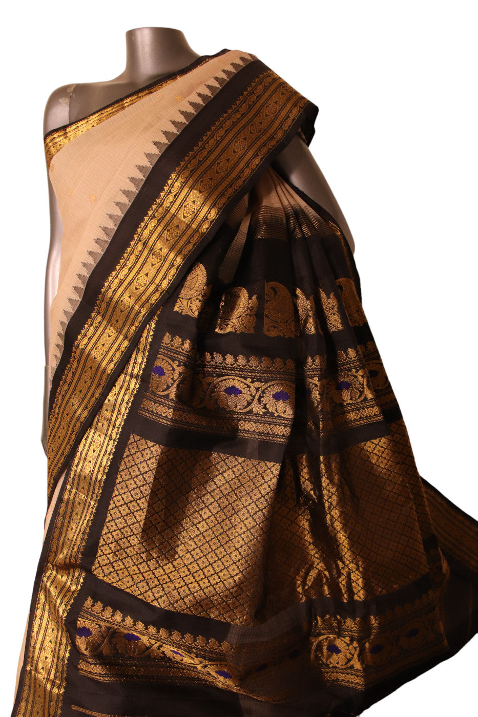 Traditional Temple Handloom Gadwal Silk Cotton Saree AJ210434