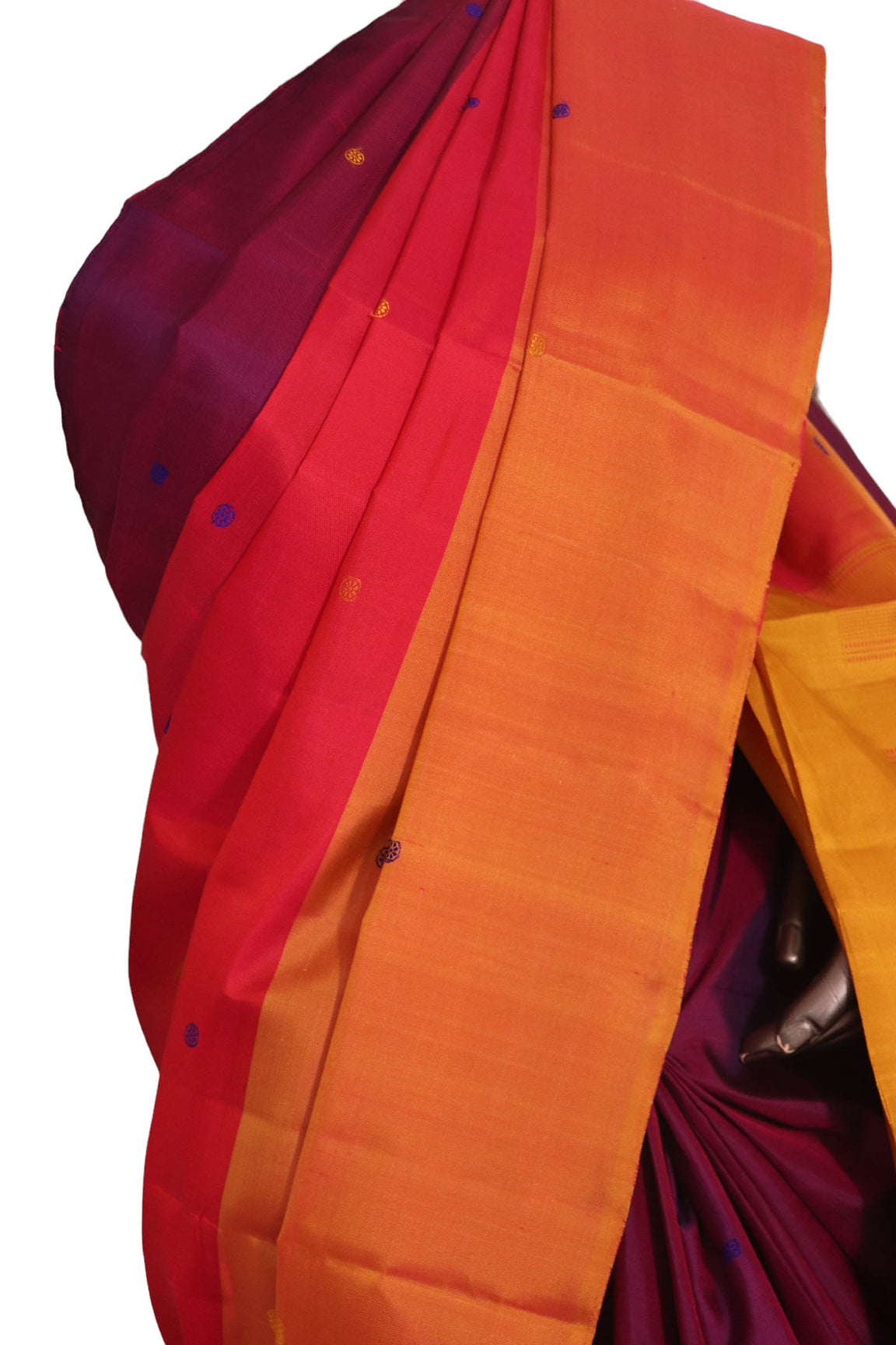 Pure Handloom Thread Muppagam Three Color Kanjeevaram Silk Saree AK201669
