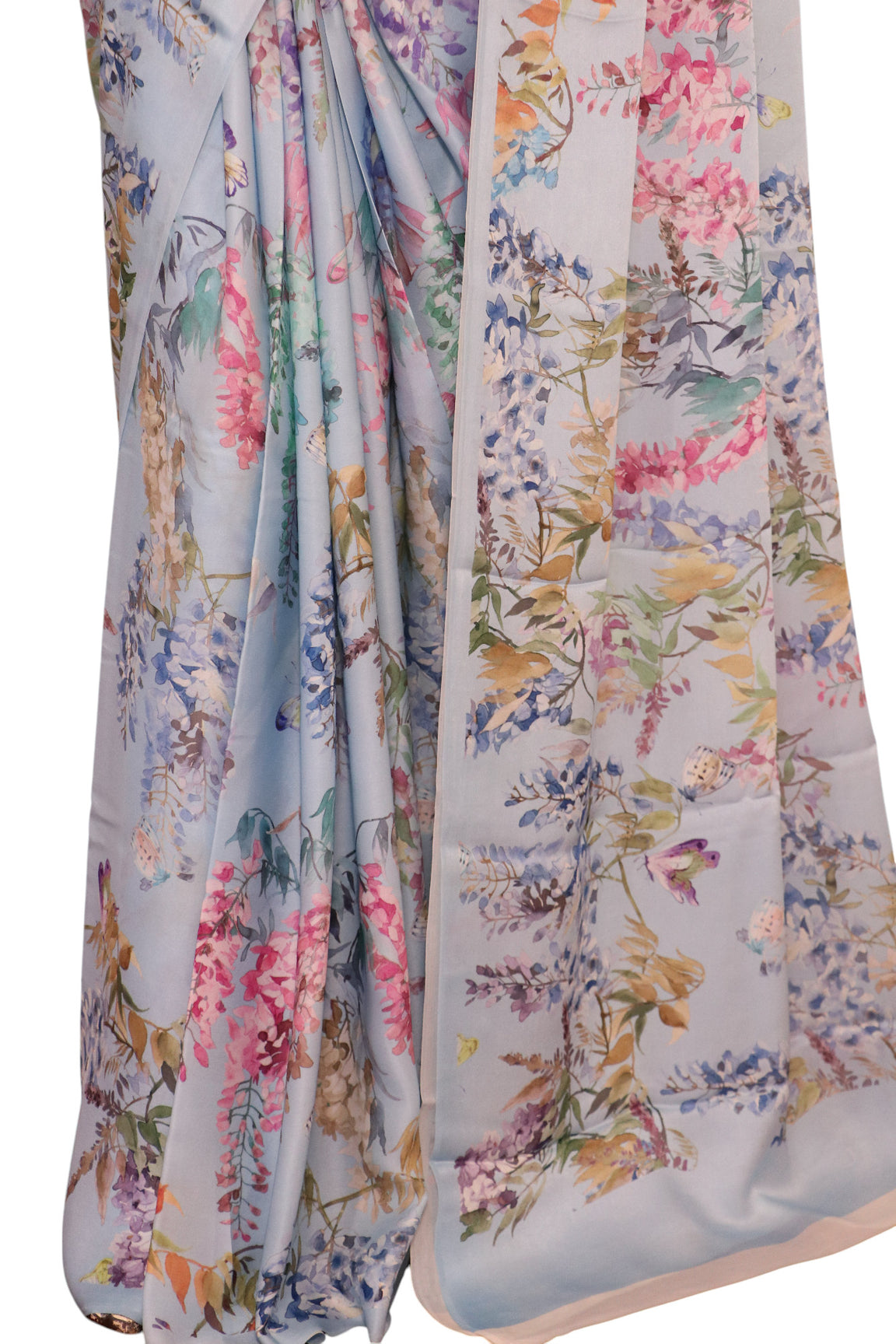 Designer Floral Pure Satin Crepe Silk Saree AK212687