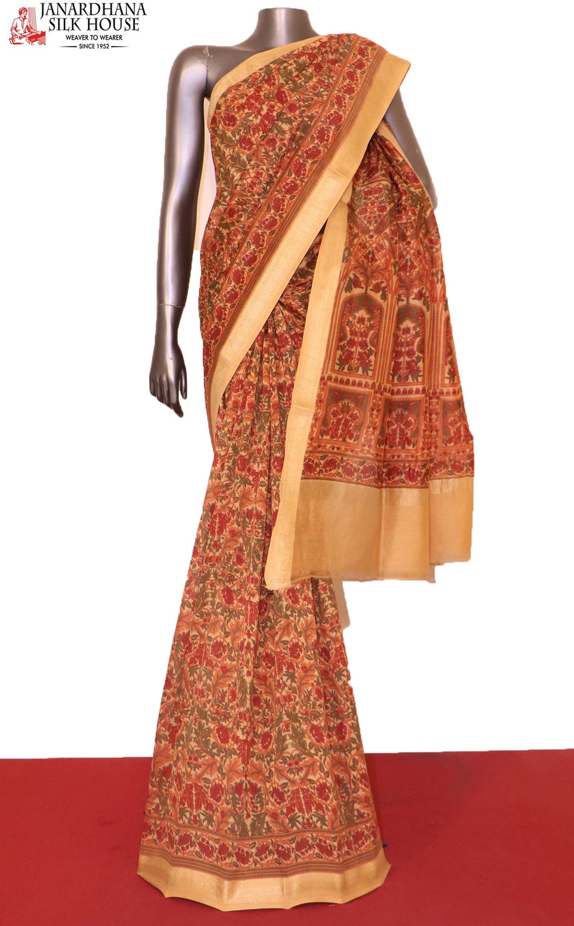 Floral Printed Pure Cotton Saree AI208366