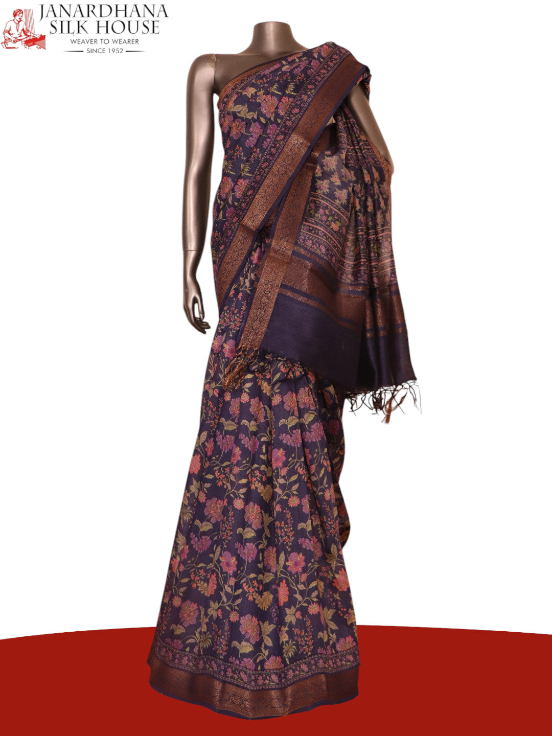 Pure Floral Tussar Silk Saree AK204266