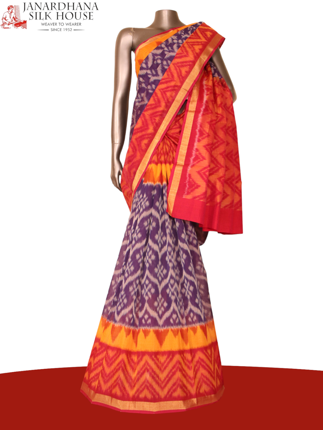 Handloom Pochampally Silk Cotton Saree AJ210249