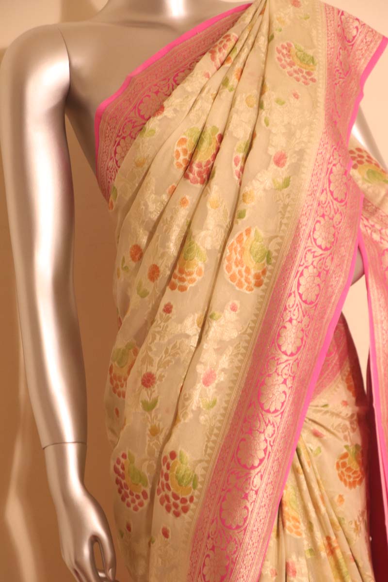 Designer Brush Paint Banarasi Georgette Silk Saree AH201704