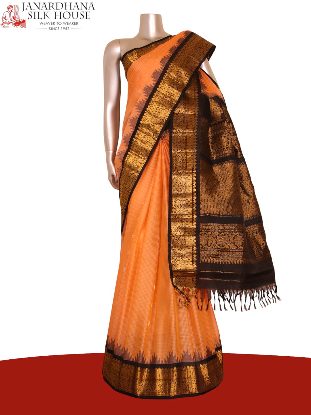 Traditional Temple Handloom Gadwal Silk Cotton Saree AJ211223
