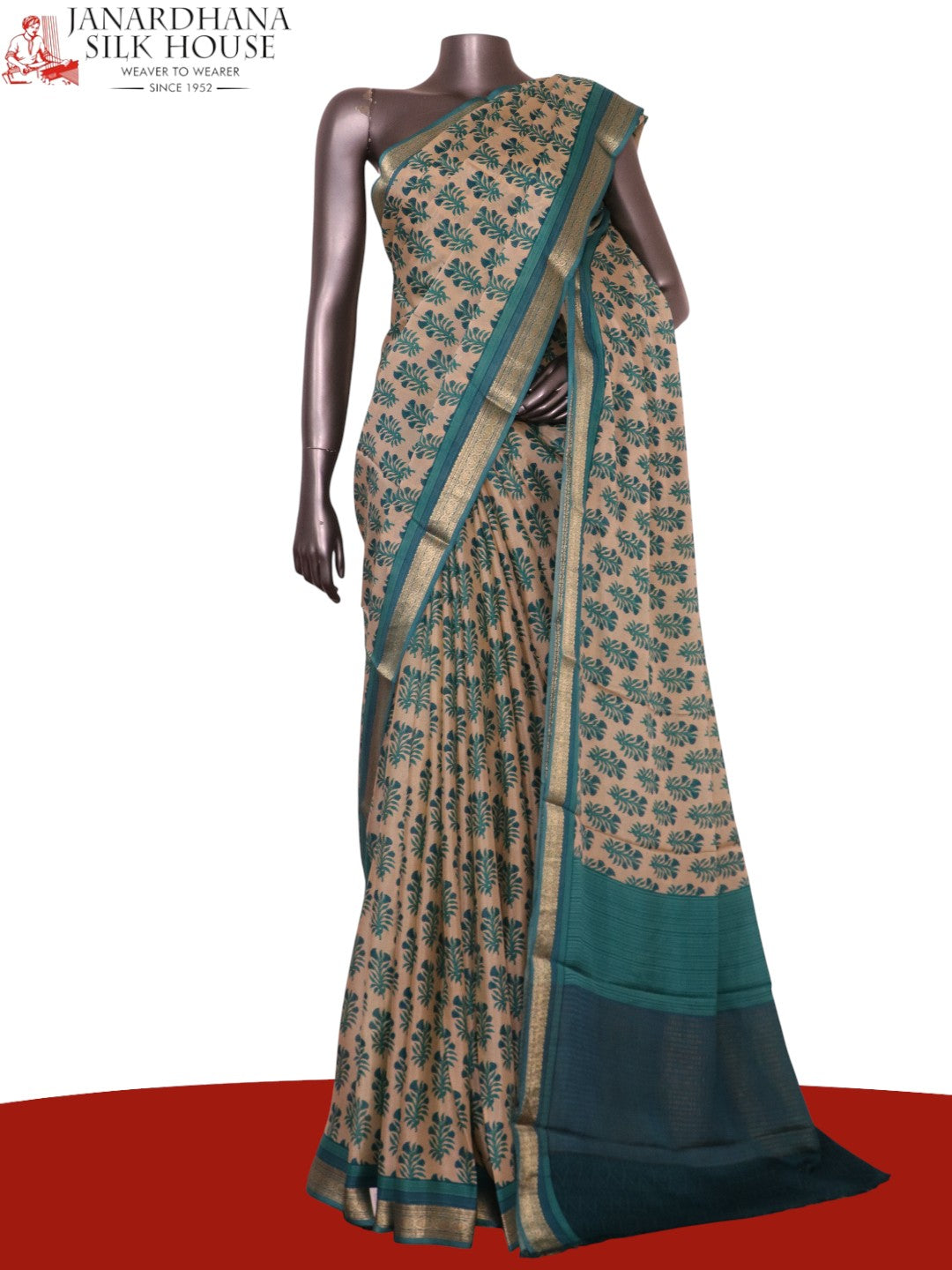 Pure Floral Zari Crepe Silk Saree AL206155