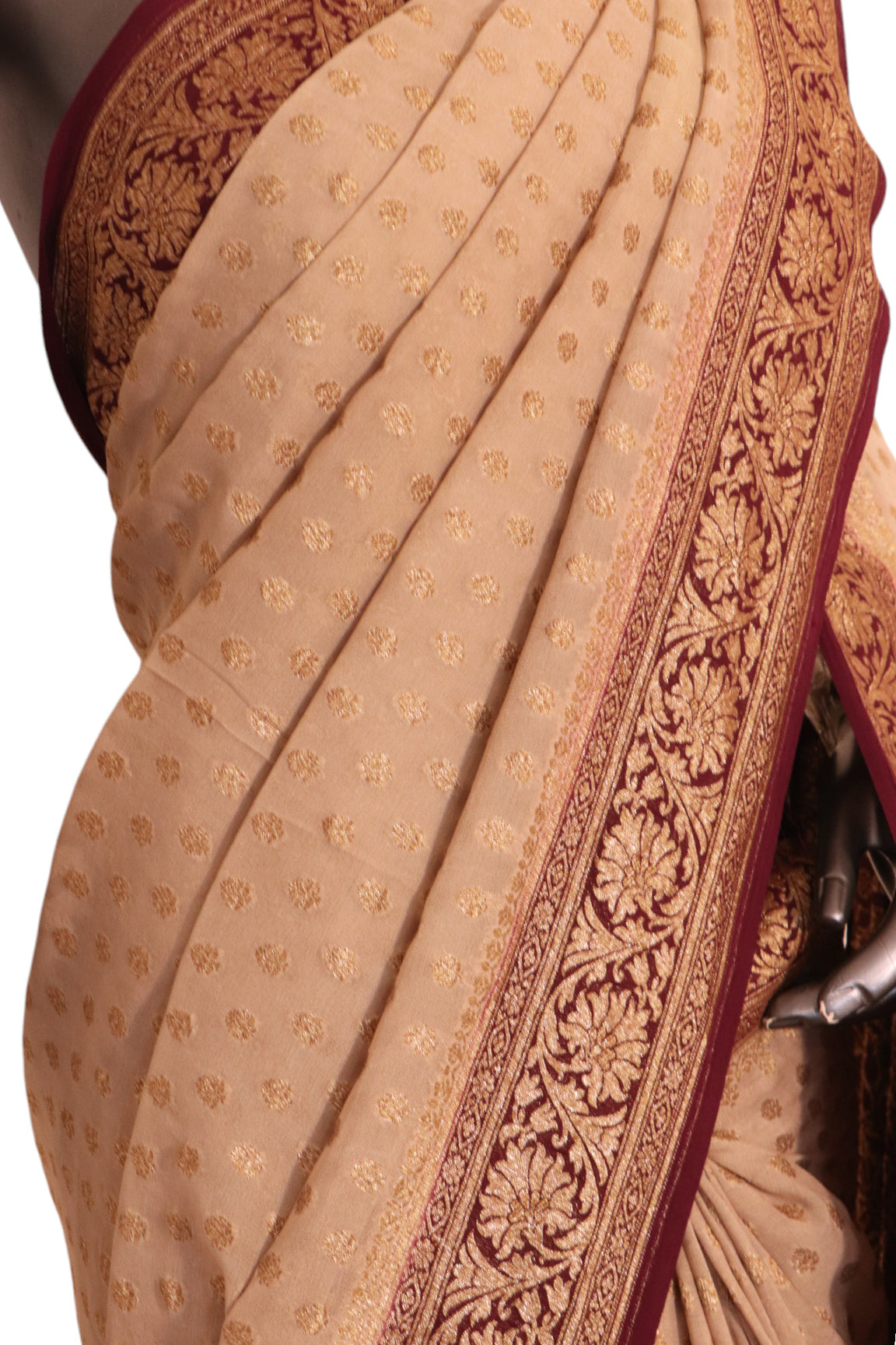 Pure Handloom Zari Butta Banarasi Georgette Silk Saree AK206080