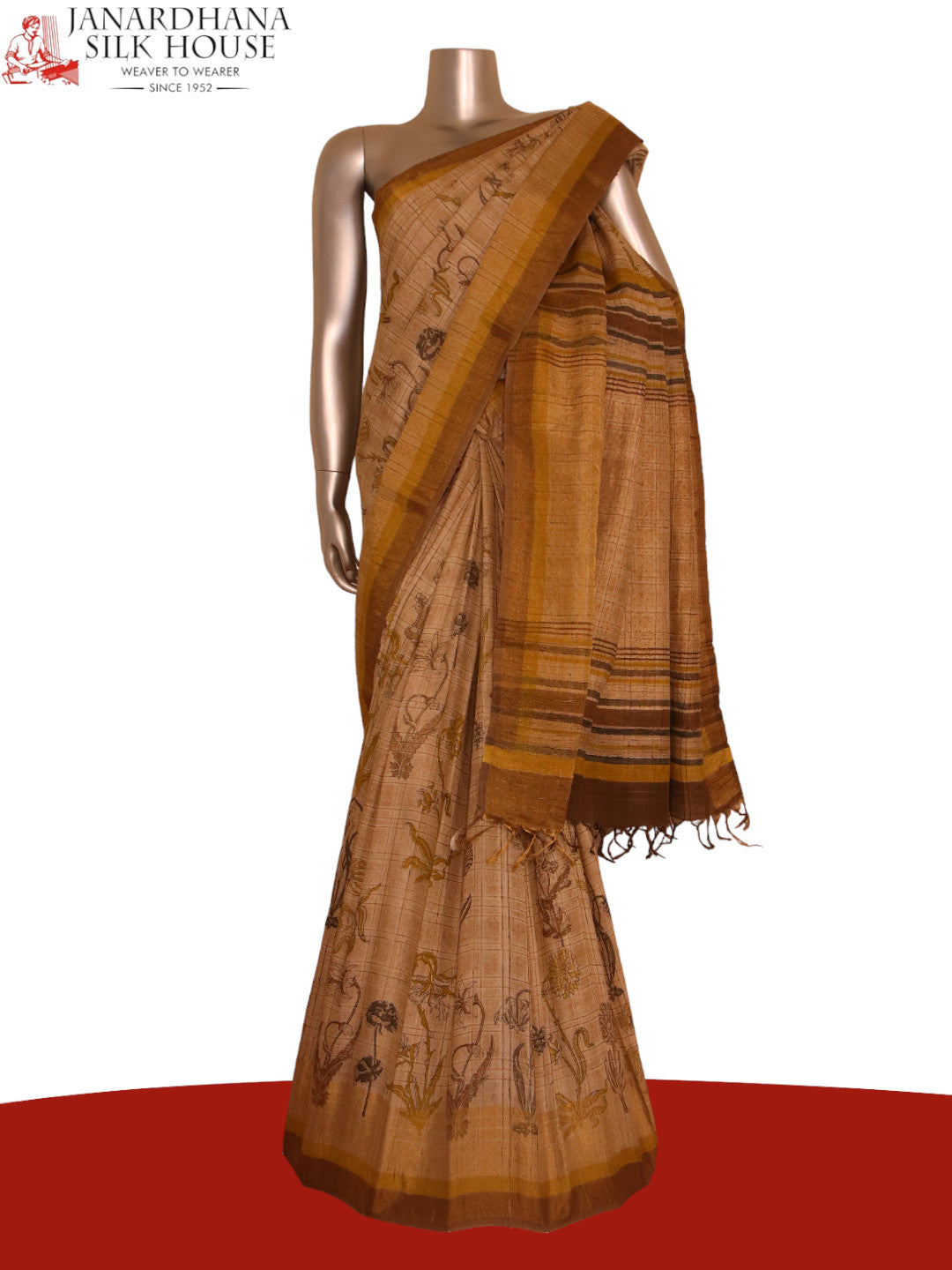 Pure Floral Tussar Silk Saree AJ205527