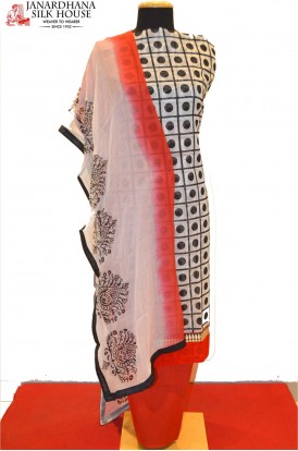 Party Wear Stylish Printed Cotton Suits With Chiffon Dupatta