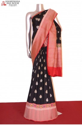 Gold & Silver Zari Designer Banarasi Silk Saree