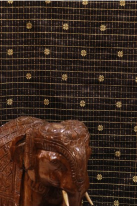 Exclusive & Traditional Pure Silk Fabric With Traditional Checks & Zari Buttas.