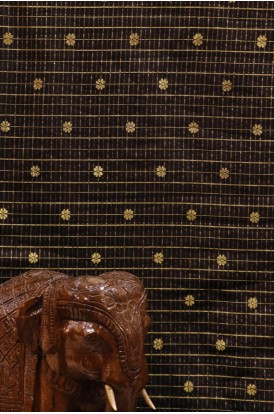 Exclusive & Traditional Pure Silk Fabric With Traditional Checks & Zari Buttas
