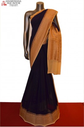 Classic Contrast Grand Banarasi Georgette Silk Saree