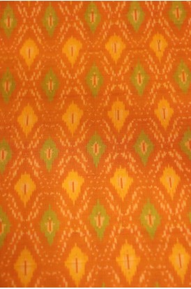 Classic Pure Silk Cotton Ikat Silk Fabric- Width-44-Inches