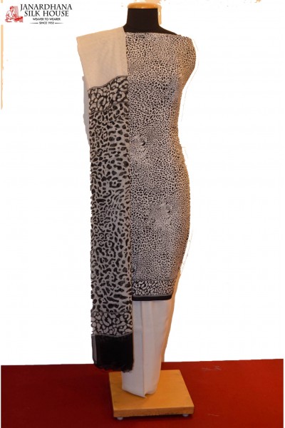 Black & White Cheetah Prints Heavy Pure Crepe Silk Suit