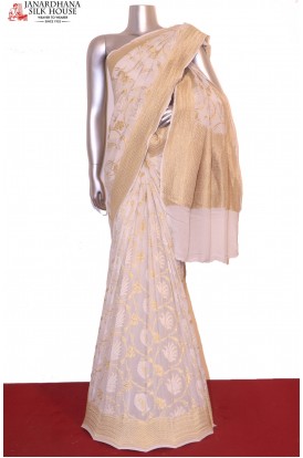 Exquisite Master Weave Gold & Silver Handloom Banarasi Georgette Silk Saree