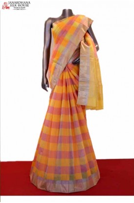 Exclusive & Classic Checks Weave Pure Silk Cotton Saree