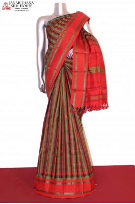 Checks Temple Kanchipuram Silk Saree