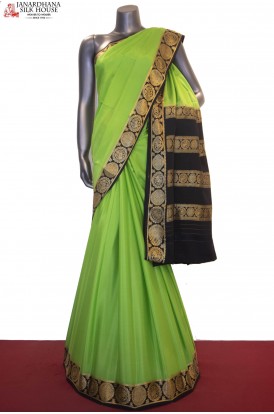 Traditional Contrast Pure Mysore Crepe Silk Saree