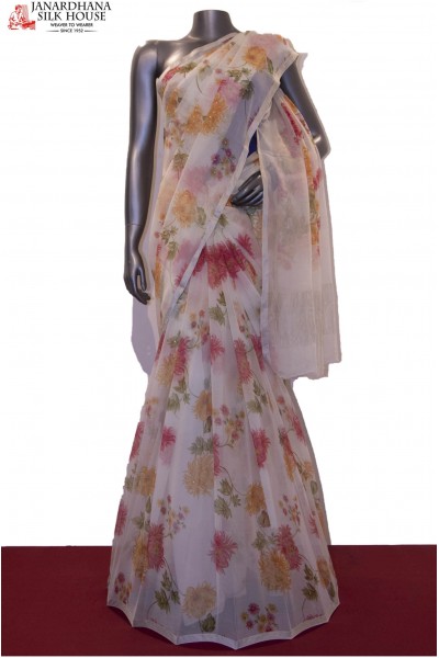 Floral & Badla Work Exclusive Pure Silk Chffion