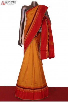 Temple & Contrast Pure South Silk Saree