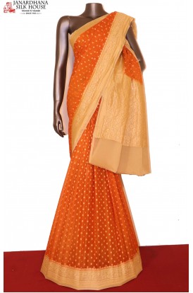 Exclusive Butta Contrast Banarasi Georgette Silk Saree