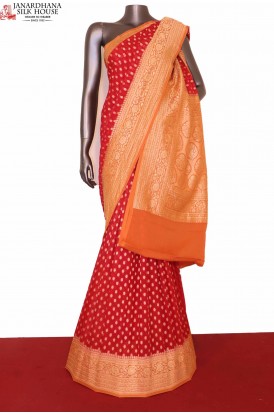 Exclusive Butta Contrast Banarasi Georgette Silk Saree 