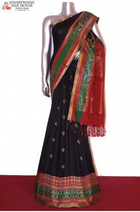 Designer Black Handloom Soft Silk Saree