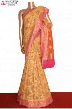 Designer Brush Paint Banarasi Georgette Silk Saree