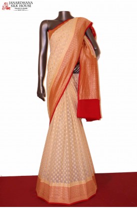 Exclusive Butta Contrast Banarasi Georgette Silk Saree