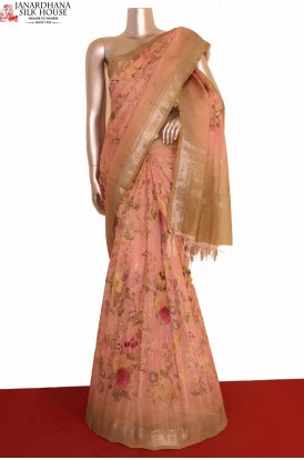 Floral Linen Silk Saree