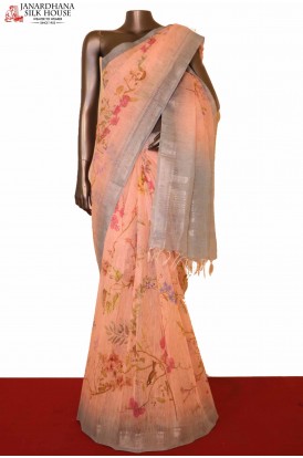 Floral Linen Silk Saree