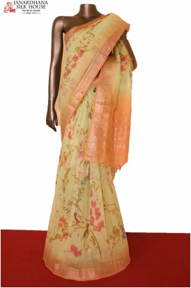 Floral Linen Silk Saree