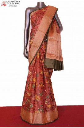 Exquisite Floral Tussar Silk Saree