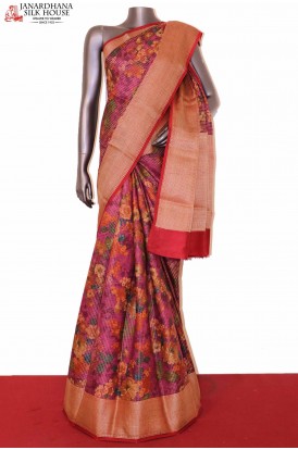 Exquisite Floral Tussar Silk Saree