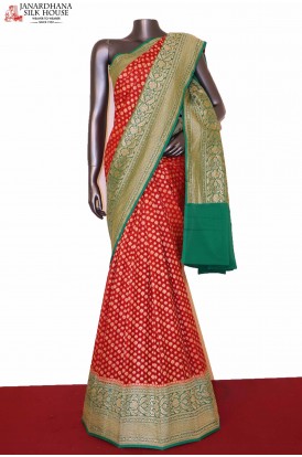 Exclusive Butta Contrast Banarasi Georgette Silk Saree