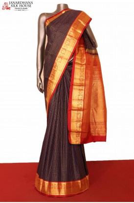 Traditional Zari Checks Kanjeevaram Silk Saree