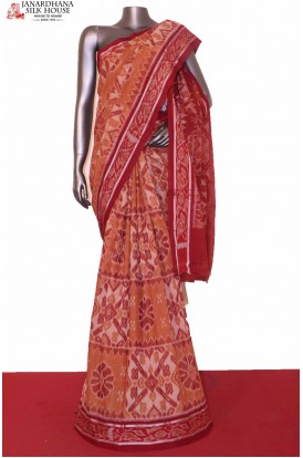 Handloom Pure Ikat Cotton Saree - Without Blouse