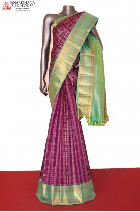 Designer Gold & Silver Kanchipuram Silk Saree