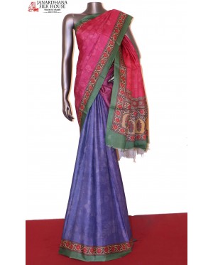 Handloom Printed Tussar Silk S..